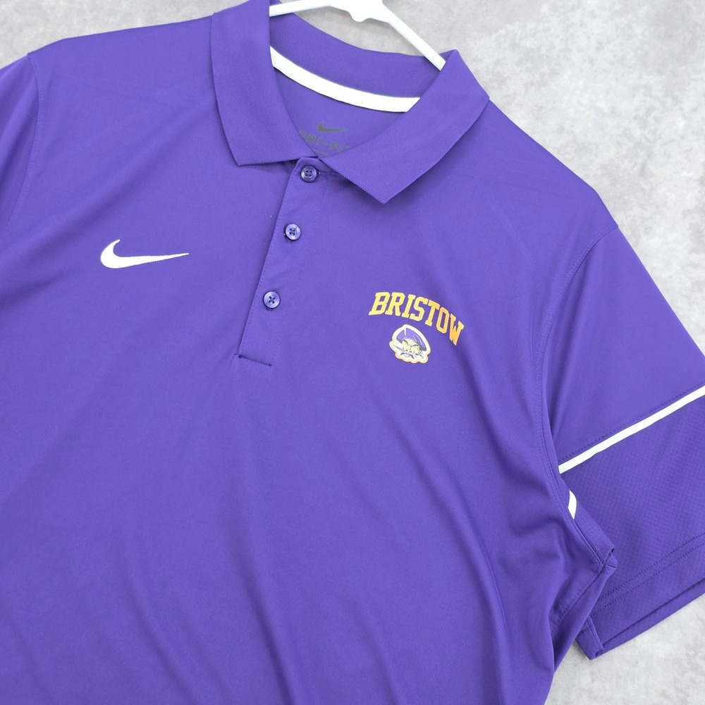 Nike Dri-FIT Bristow Pirates Polo Shirt Mens Large Purple Short Sleeve Swoosh